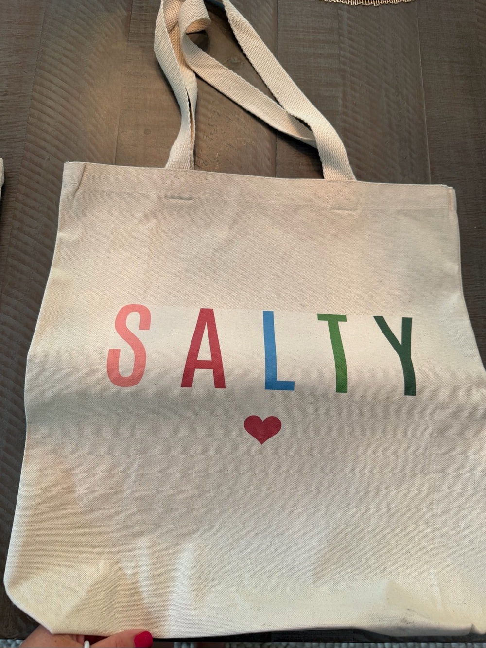 Canvas Tote Bag with 'SALTY' Multicolor Print-NEW